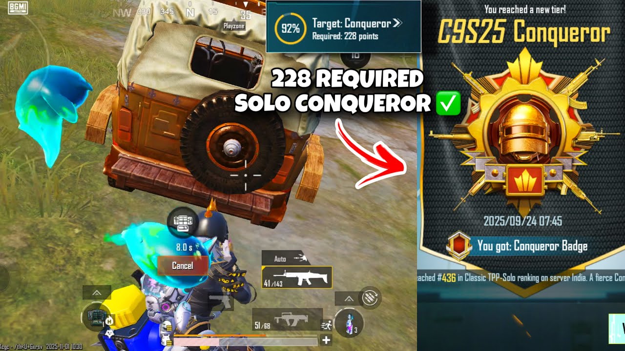 Timing ✅Solo Conqueror Playing Best Time | Solo Conqueror Rank Push Tips And tricks 🎯