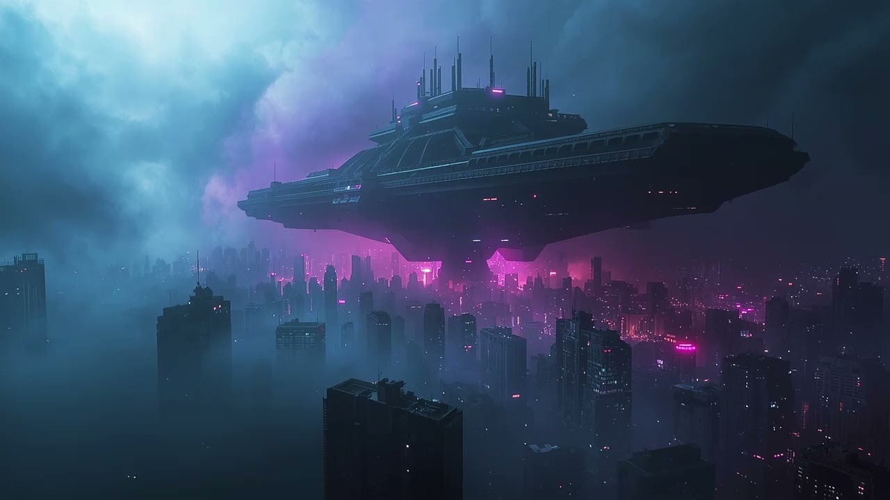 Neon Descent | Chill Sci-Fi Ambient | Floating City Soundscape for Focus & Sleep