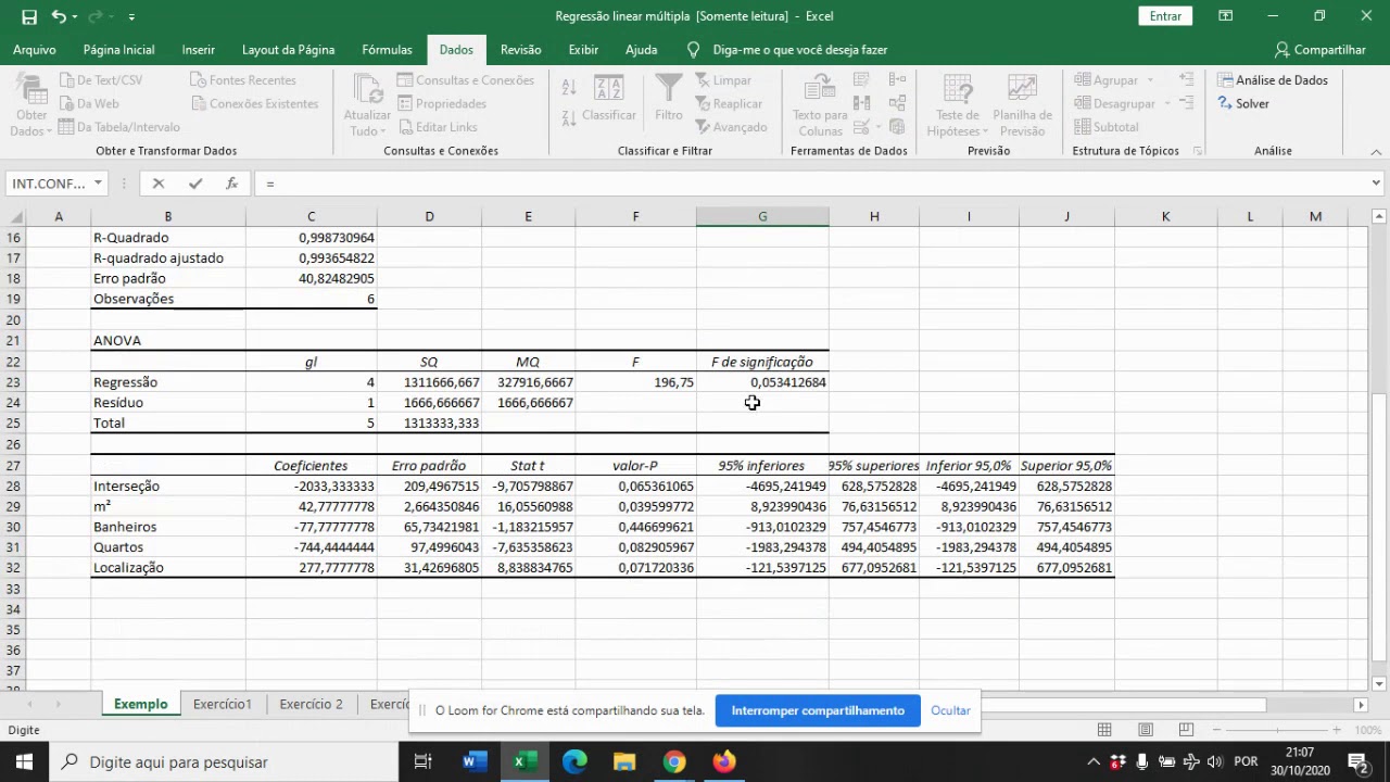 Regressão Linear Múltipla com Excel