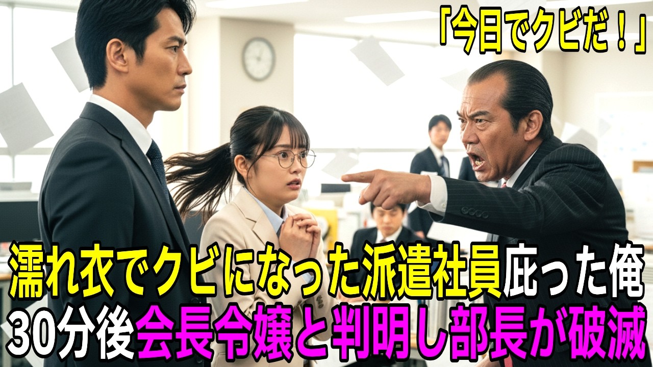 「今日でクビだ！」45歳独身男が庇った無能な派遣社員 → わずか30分後、会長の令嬢と判明し部長が破滅する展開【感動する話】【朗読】