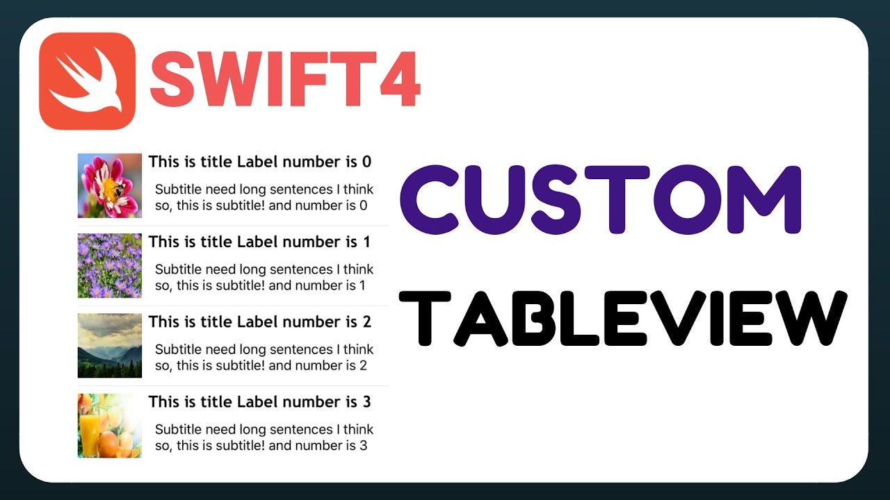 [Swift 4] Simple Custom UITableView Cell tutorial, UITableView Cell example