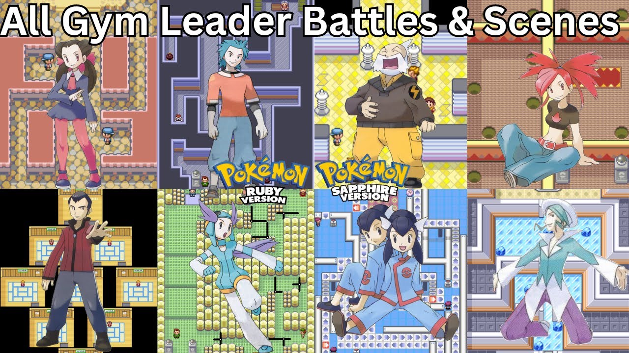 Pokémon Ruby & Sapphire - All Gym Leader Battles & Scenes