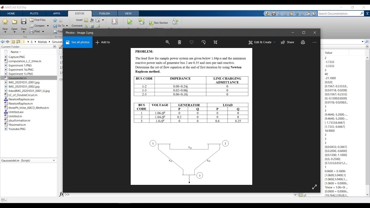 Solution of Load Flow by Newton Raphson method without Q-limit Violation in MATLAB  | PSS LAB | EEE