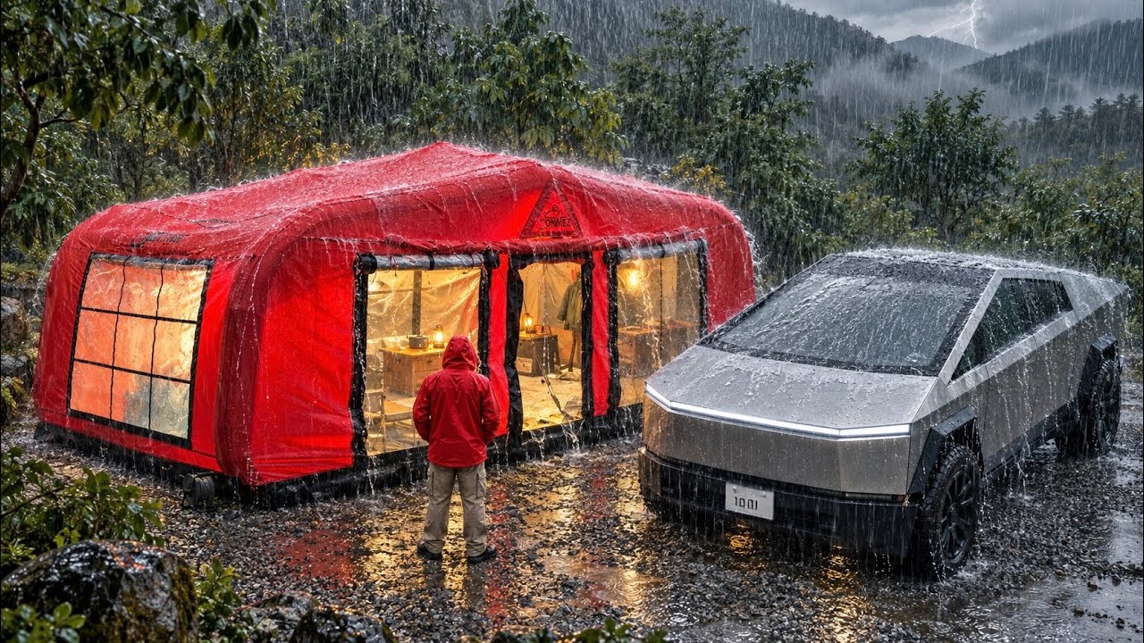 LUKSUSOWY KEMPING W DESZCZU ⛈️ POMPOWANY NAMIOT KAPSUŁOWY XXL