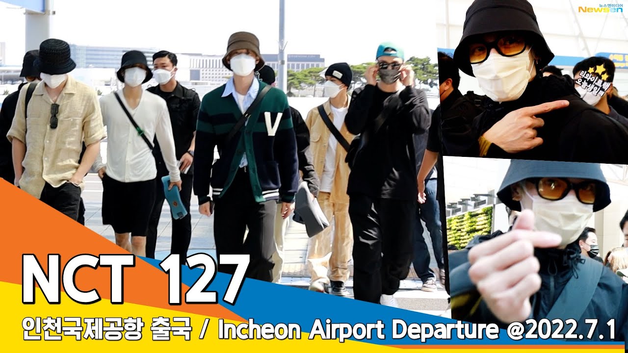 NCT127, '티와이트랙 오늘 생일' 기념하트 뿅🧡 인천공항 출국 / ICN Airport Departure 22.07.01 #NewsenTV