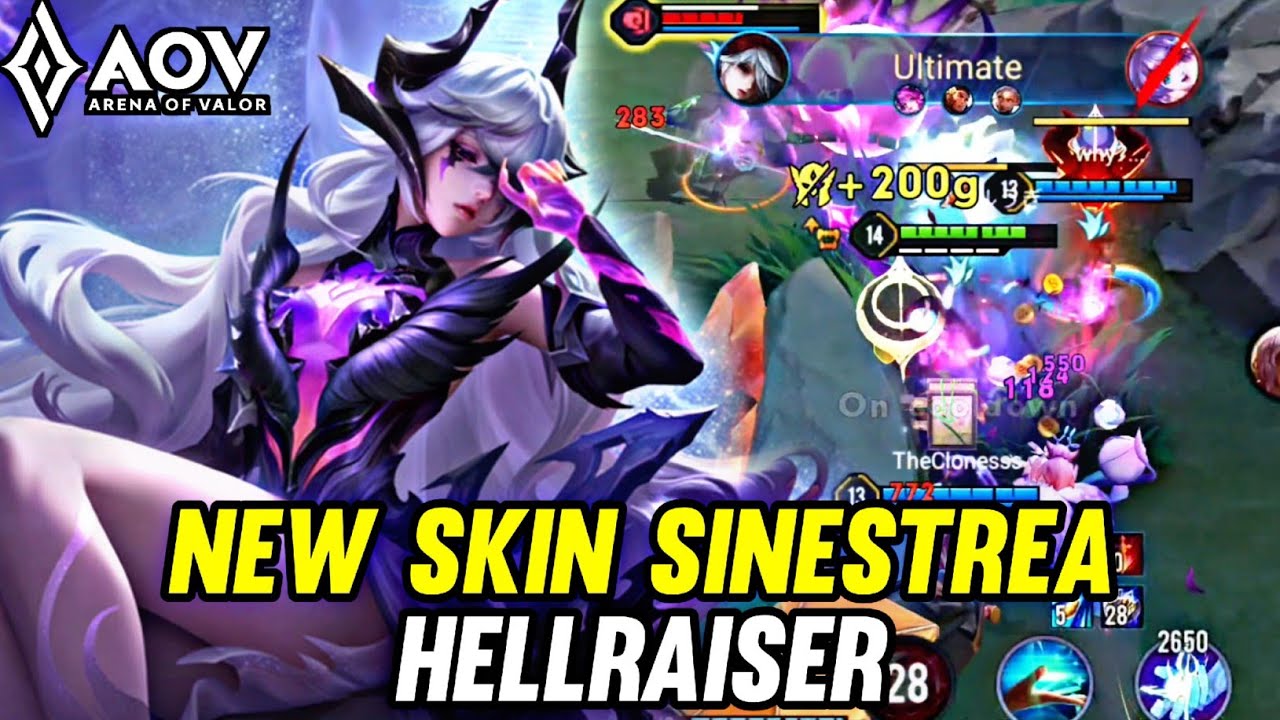 AOV : NEW SKIN SINESTREA  HELLRAISER GAMEPLAY 