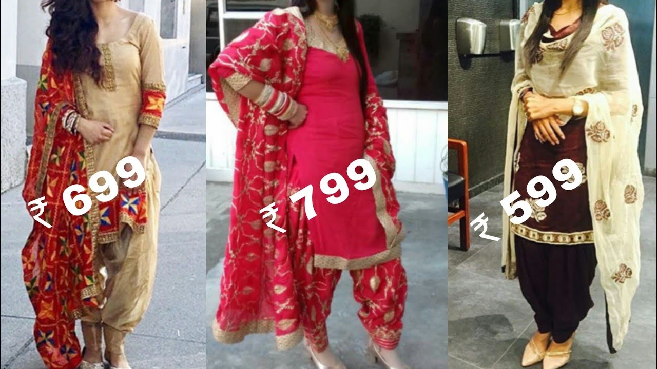 Buy party with Punjabi salwar suit with heavy embroidered dupatta with price