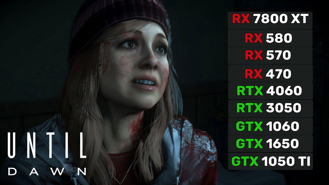 9 GPUs | Until Dawn Remake | RX 7800 XT, RX 580, RX 570, RX 470, RTX 4060, RTX 3050, GTX 1060...