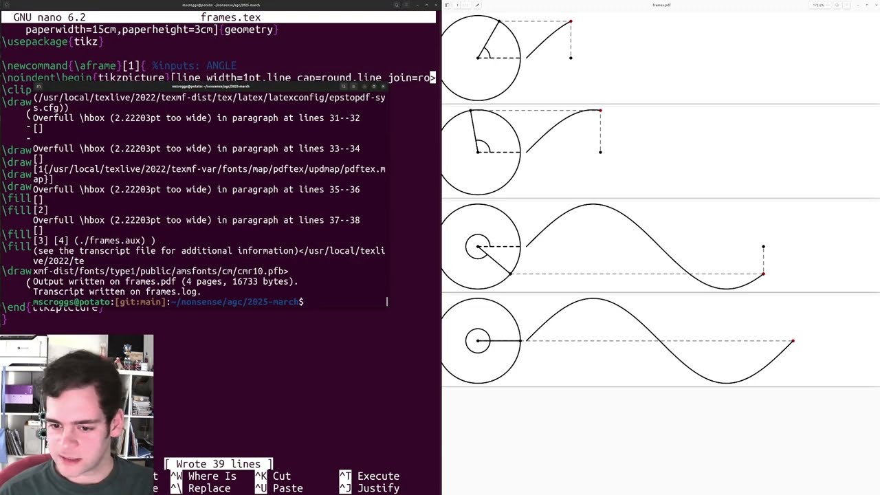 Animating a sine wave using TikZ (full unedited version)