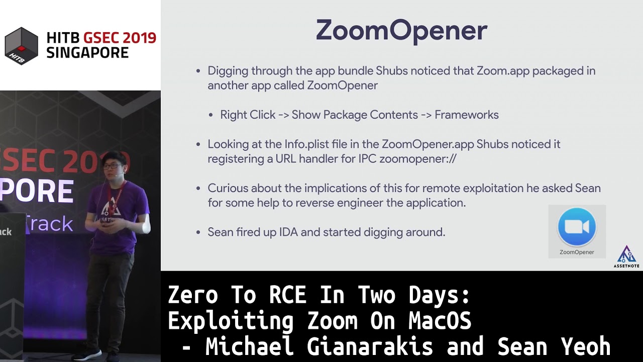 #HITBGSEC COMMSEC: Exploiting Zoom On MacOS - Michael Gianarakis and Sean Yeoh