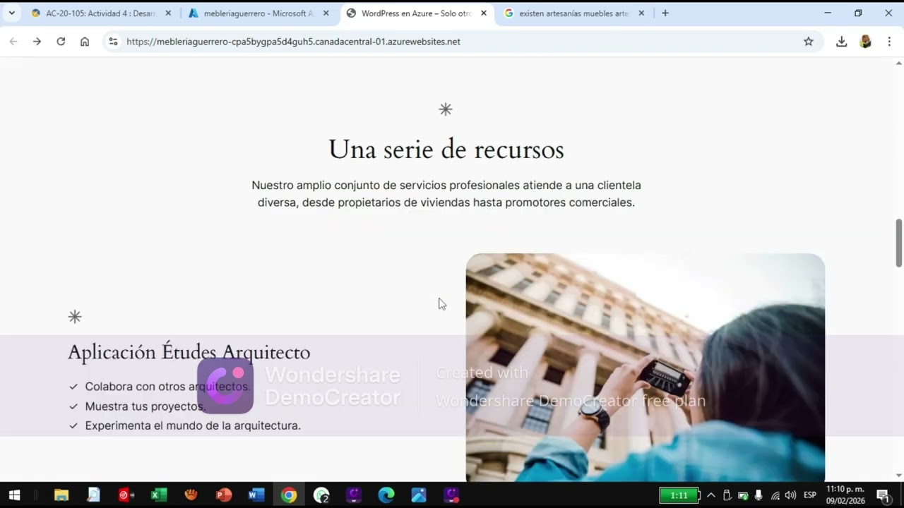 Actividad 4 practica video Desarrollo de una Pagina web en WordPress en el portal Azure