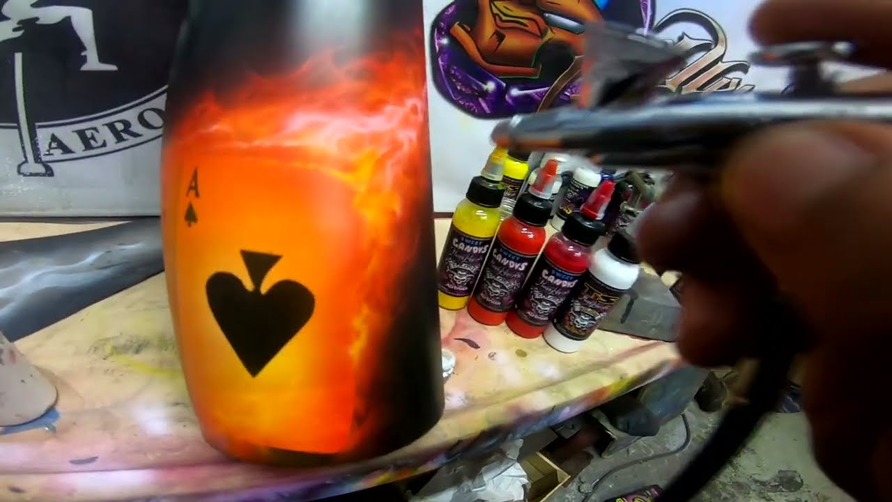 efecto de fuego (aerografia) #aerografo #aerografia #airbrush #truefire #hugo mac