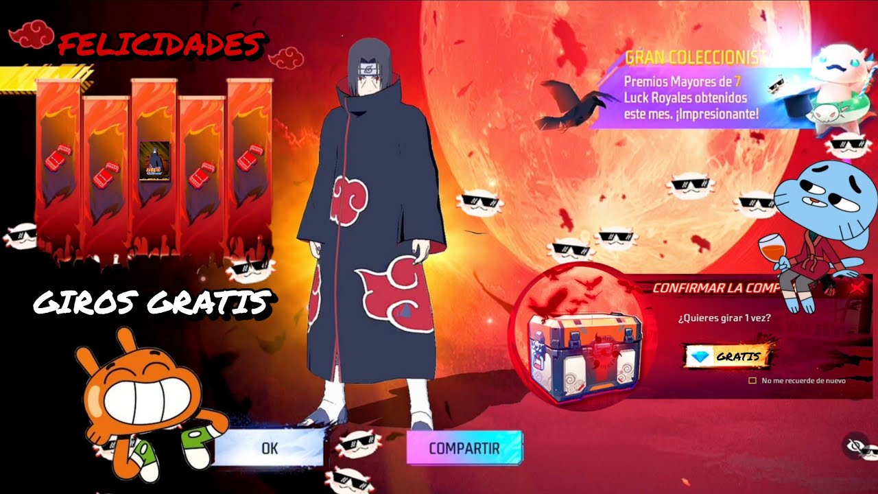 SACANDO TRAJE LEGENDARIO CONJUNTO DE ITACHI UCHIHA 💎😱 EN TORRE DE TOKENS FF X NARUTO SHIPPUDEN