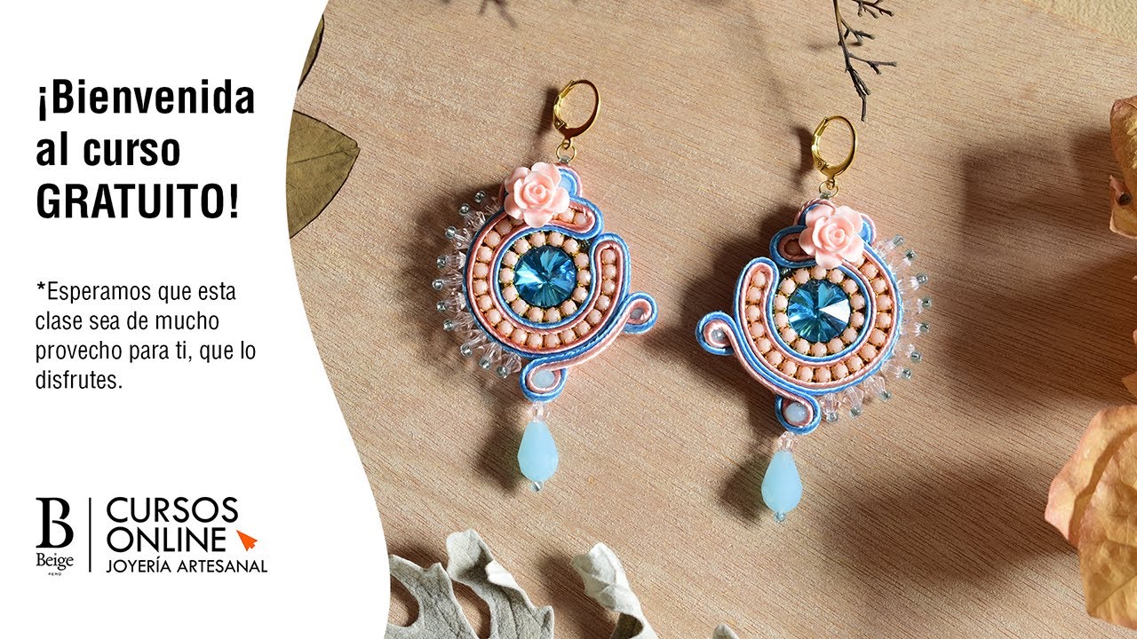 Curso completo de aretes soutache - Beige Perú