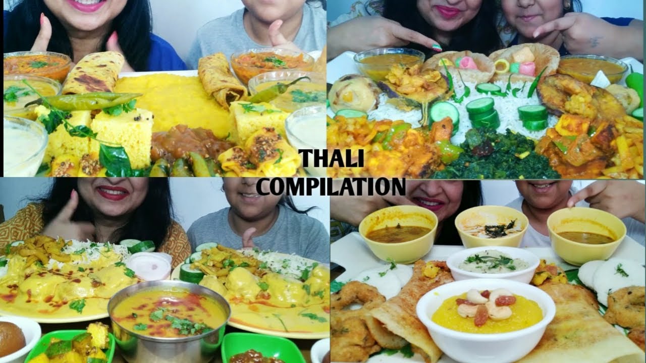 Mukbang Thail compilation of EATING MYWAY|GUJARATI,BENGALI,SOUTH INDIAN VEGETARIAN THALI,