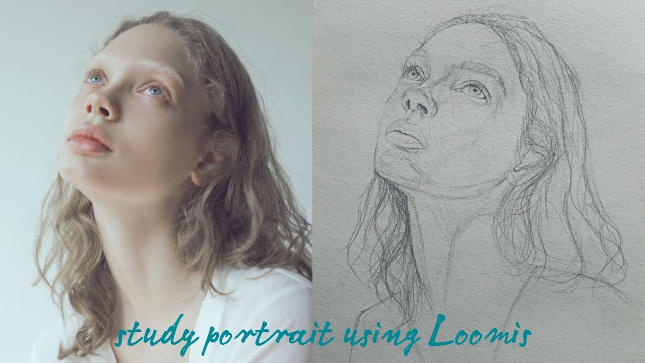 How to draw a portrait using Loomis method _ difficult angle 6