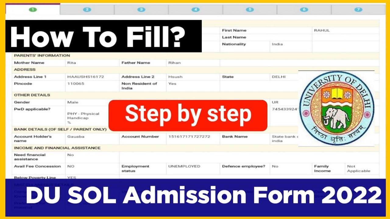How to fill DU SOL Admission Form 2022- Step by step Full Procedure | Sol admission Online Form 2022