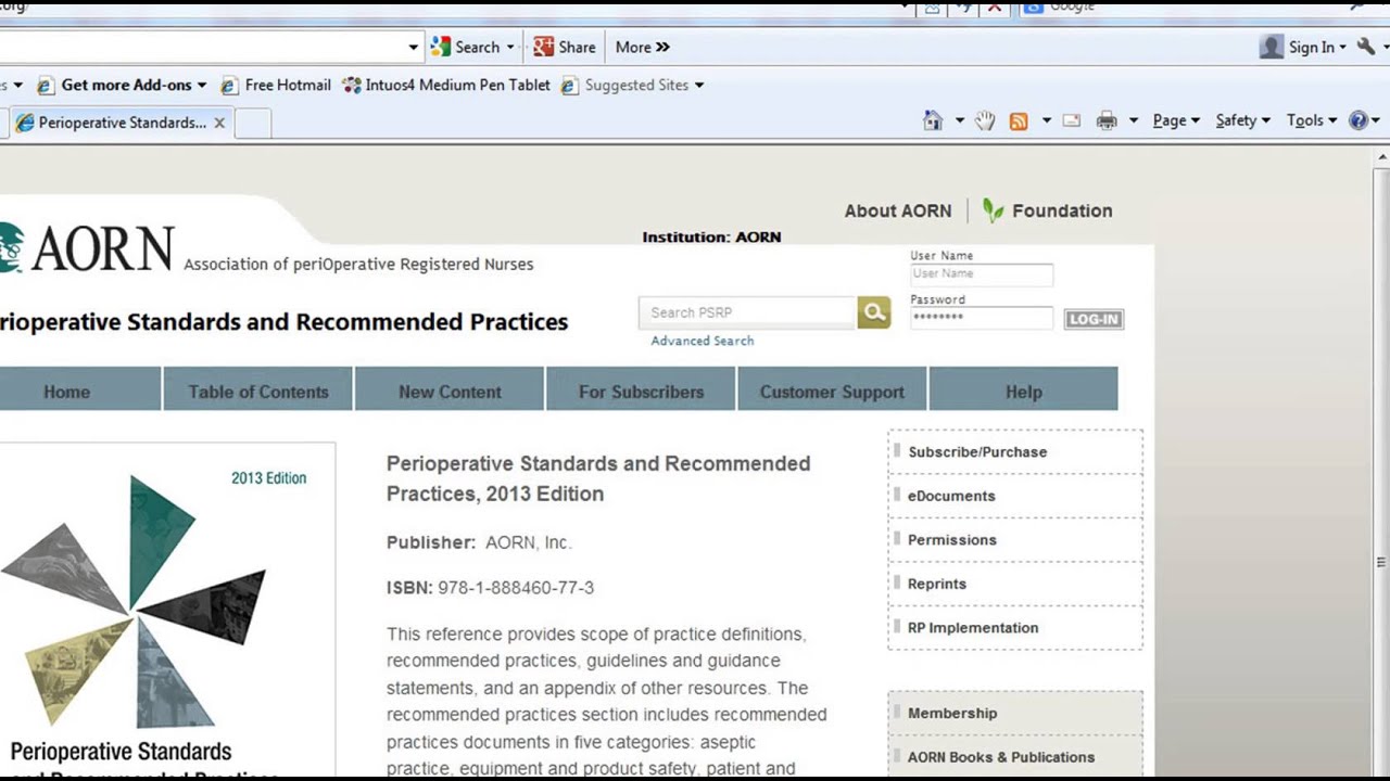 Demo for Perioperative Standards and Recommended Practices eSubscription