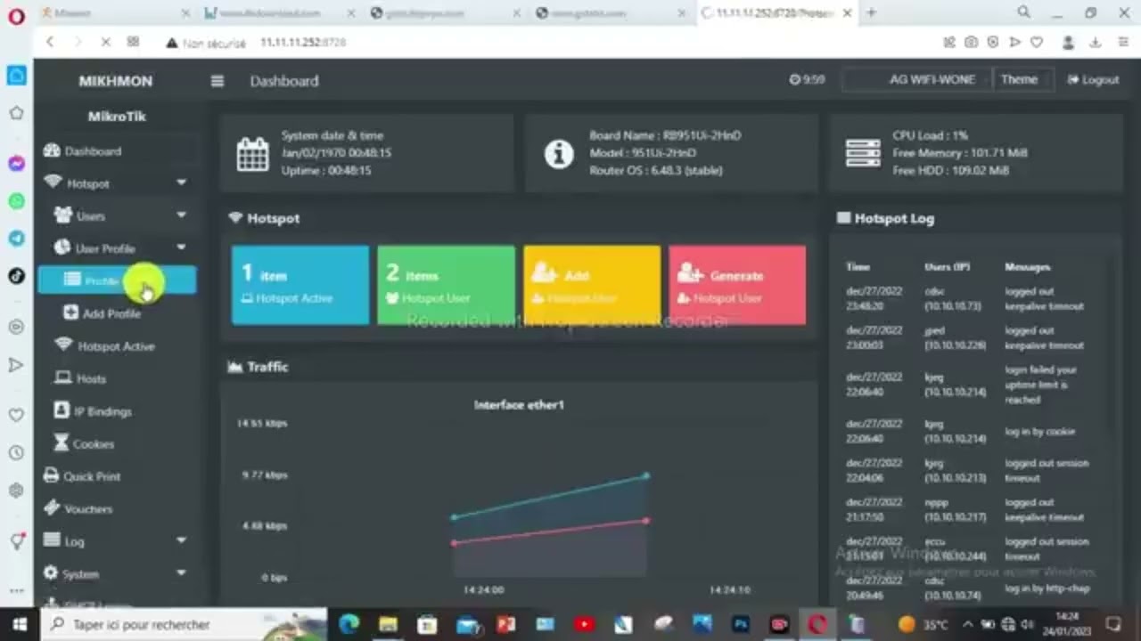 Configuration  et creation des ticket wifi zone
