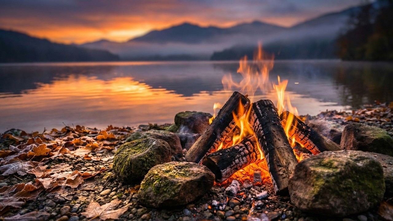 Unwind Your Mind with Gentle Campfire Fire Sounds 🍁🔥 Tranquil Autumn Relaxation
