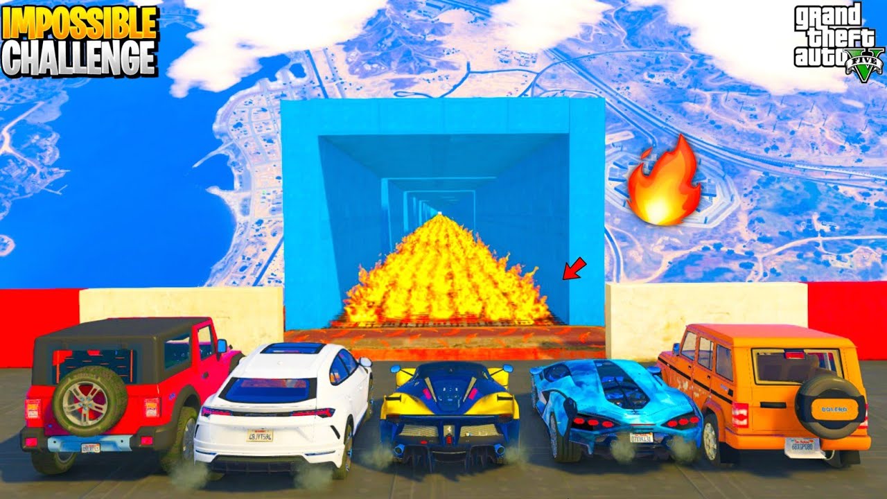 GTA 5: Indian Cars Vs Super Cars | IMPOSSIBLE FIRE Chamber Sky Ramp Challenge | GTA 5 MODS!