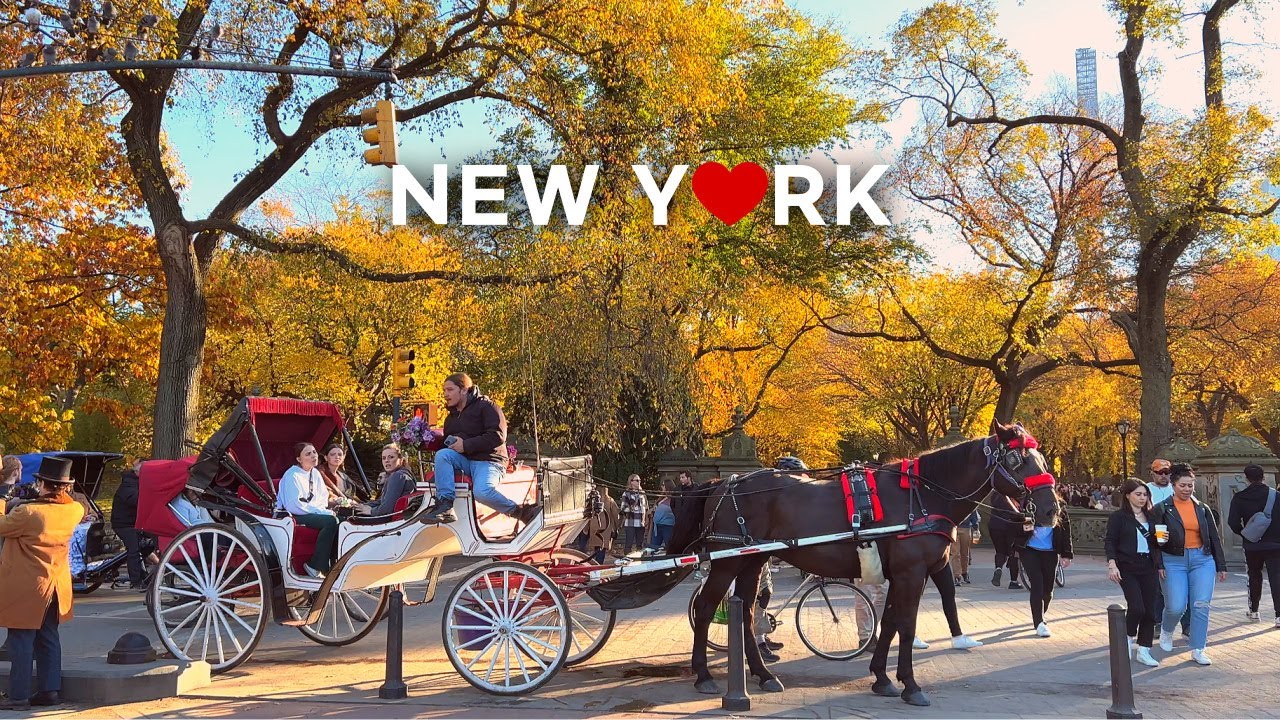 [4K]🇺🇸Прогулка по Нью-Йорку: красивая осенняя листва🍁🍂 и осенние вибрации💖 в Центральном парке. 2022