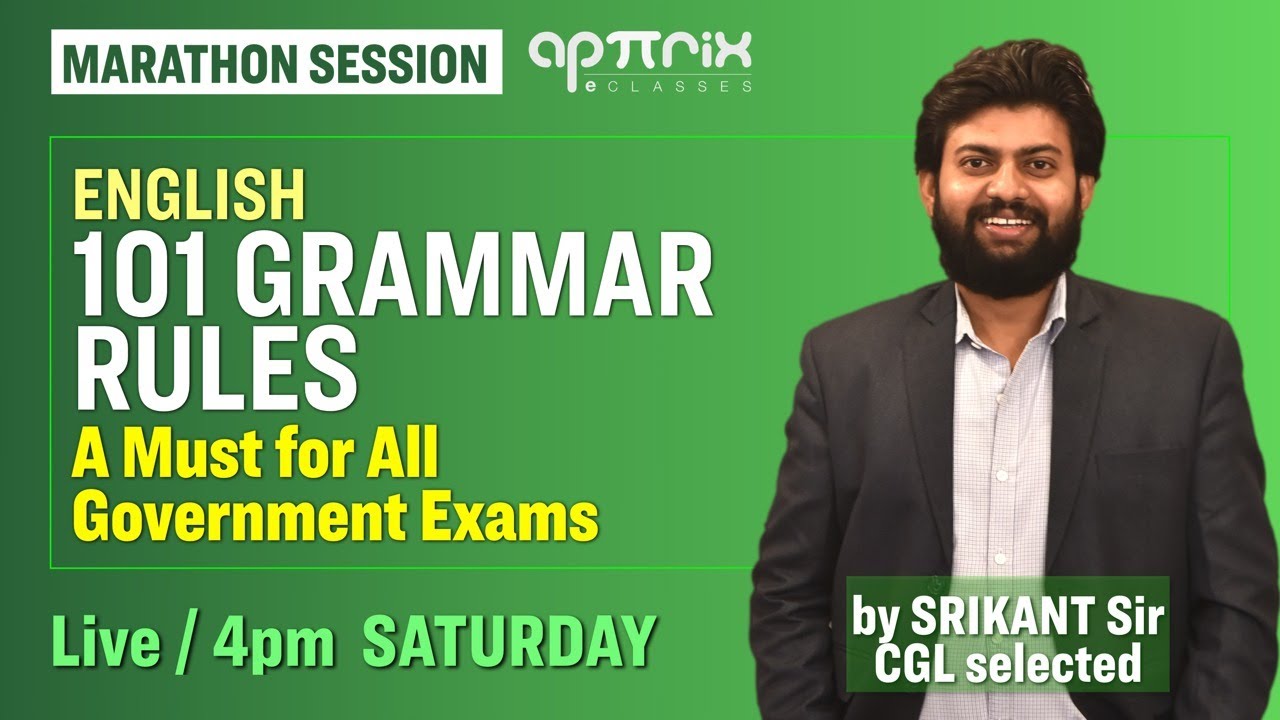 English - 101 Grammar Rules | A Must for All Government Exams | by Srikant Sir (#SSCCGL2020)