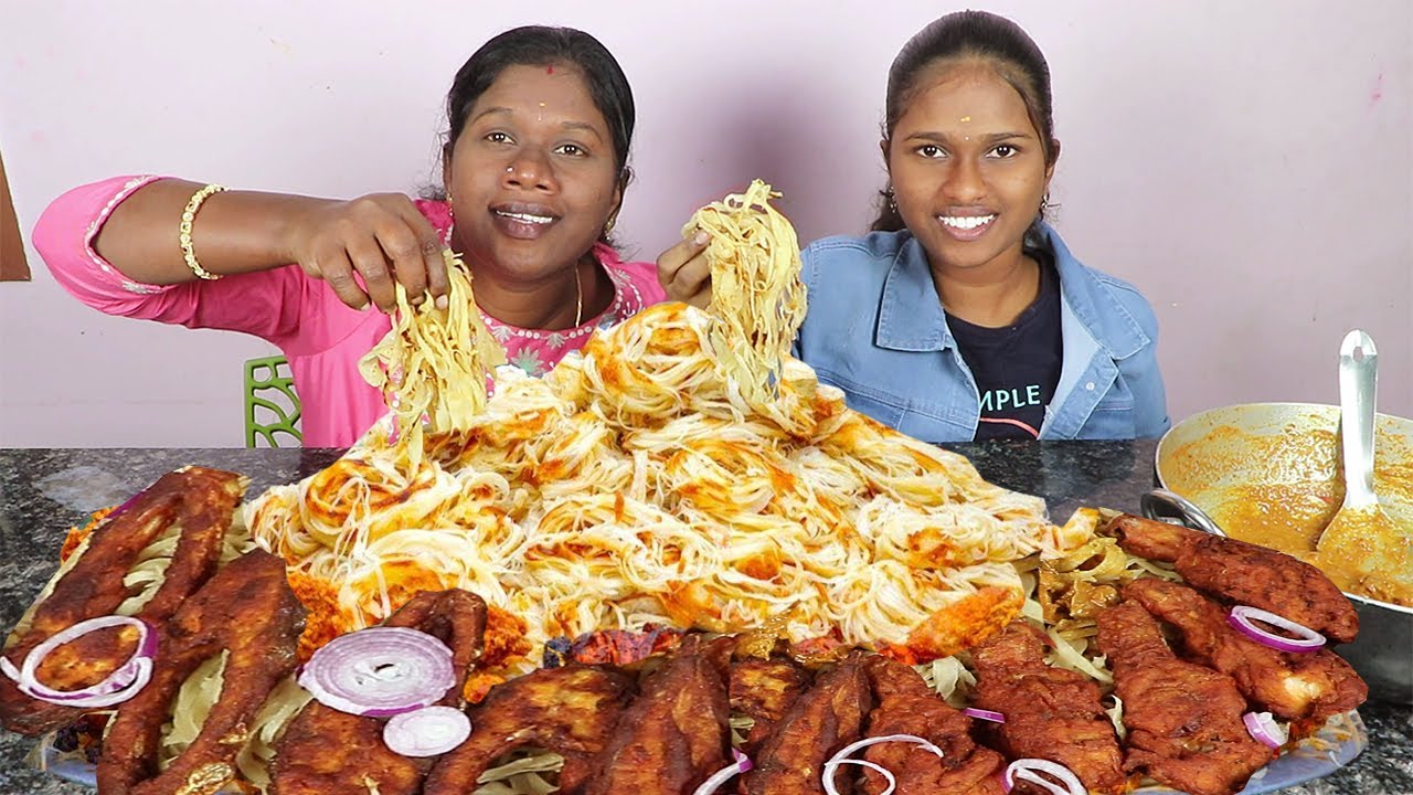 Nool Parotta With Chicken Curry & Chicken Leg Fry Fish Fry  Eating Challenge in Tamil Foodies