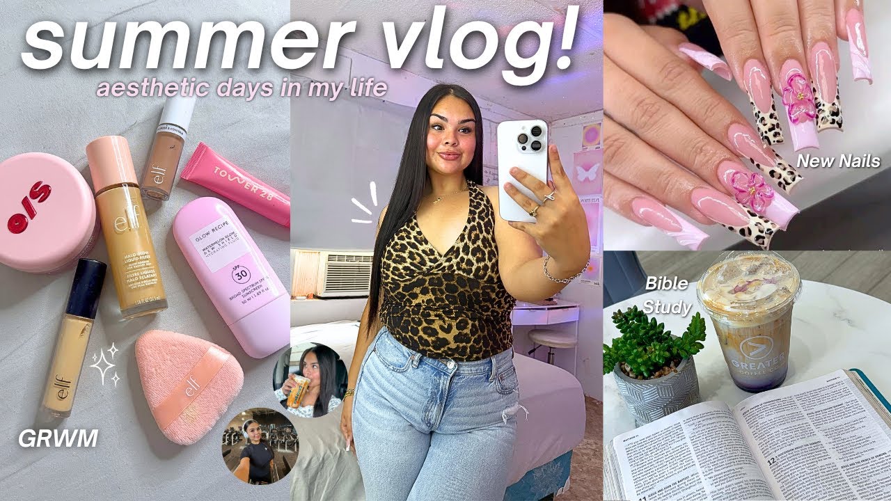 SUMMER VLOG 🥥 Aesthetic Days In My Life, New Nails, Shopping & Glowy Makeup Routine!