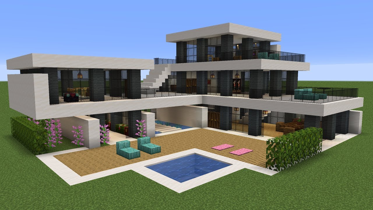 Minecraft - How to build a huge modern mansion