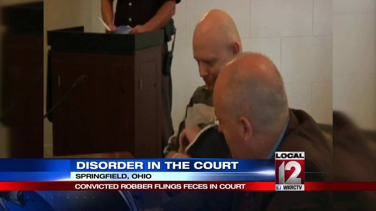 Convicted robber flings feces in court