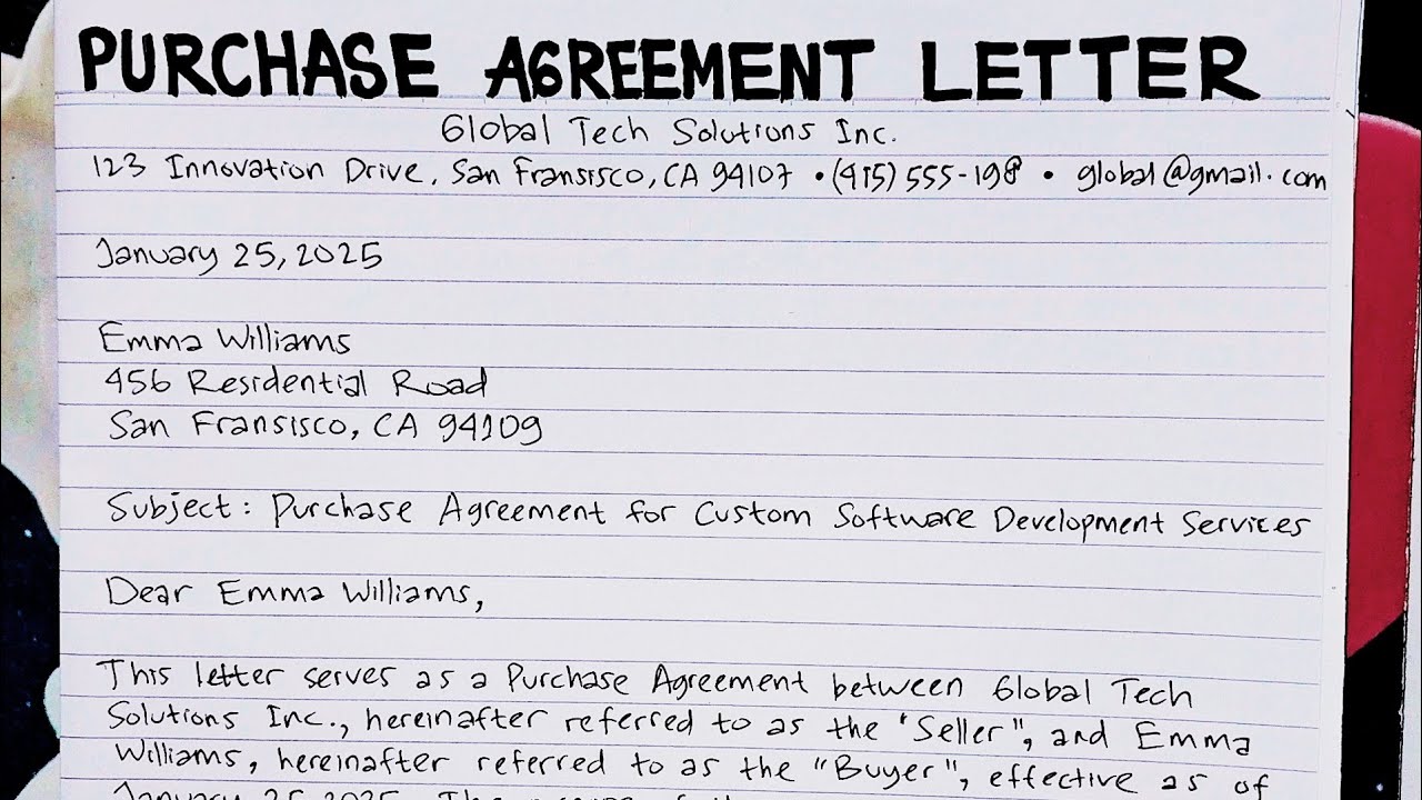 How To Write A Purchase Agreement Letter Step by Step Guide | Writing Practices