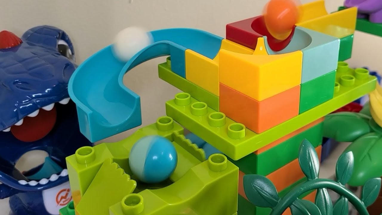 🦖 Dino Tunnel Marble Run Building Block Coaster ◇ Satisfying Building Blocks