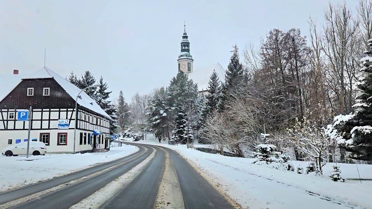 Driving in Germany 🇩🇪 | Oderwitz | Heavy Snowfall | Most Beautiful Village in Germany | 4k60fps