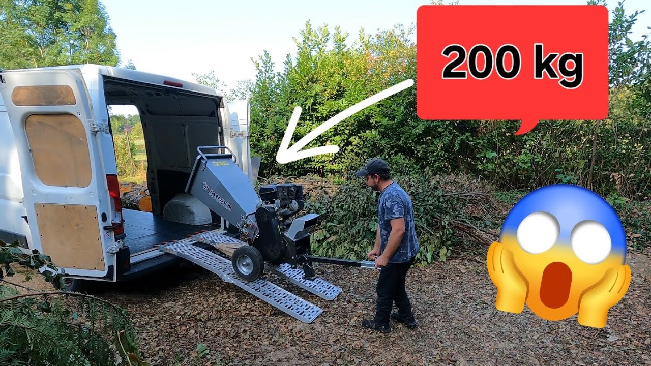 Comment décharger un broyeur à végétaux de plus de 200 kg 😱⚠️ @Peugeot @JANSENMACHINES 