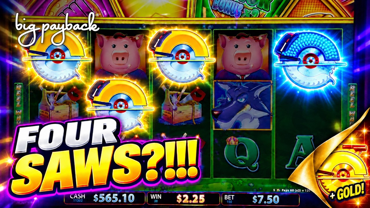 Gold Saw + DIAMOND SAW + SHOCKER = HUGE WIN on Huff N' Even More Puff Grand Slots!