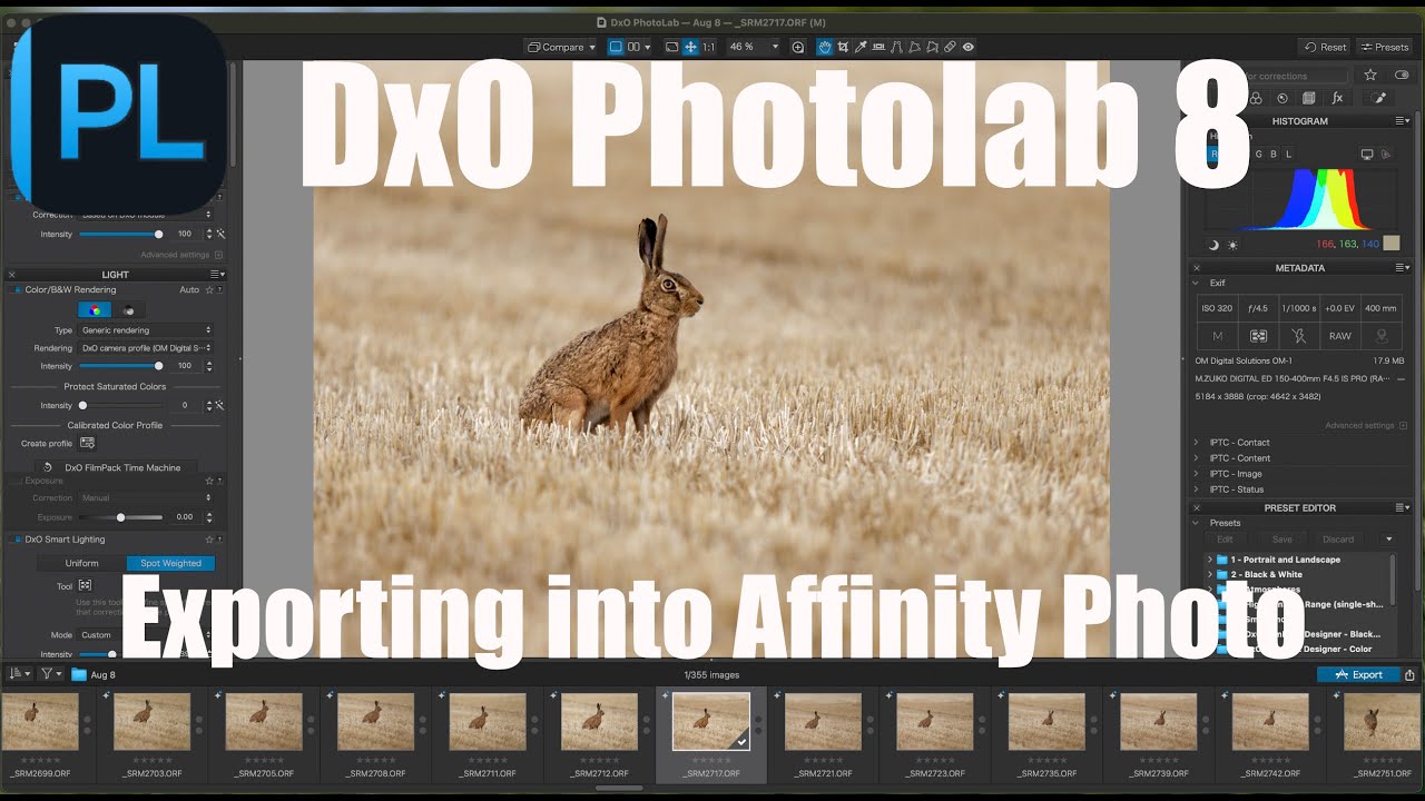 Экспорт DxO Photolab в Affinity Photo
