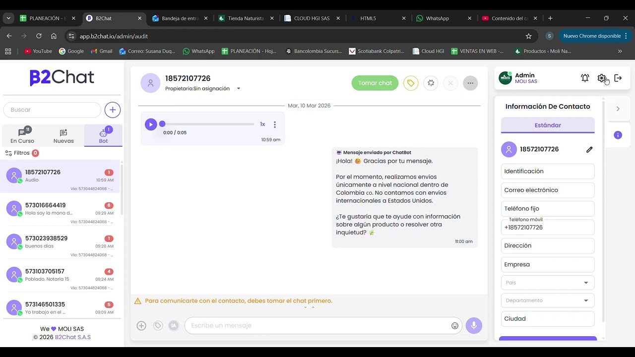 Crear un contacto para poderlo contactar