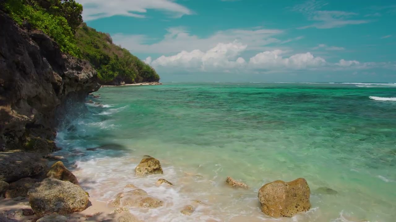 Sunny Beach Ocean Waves|Relaxing Beach Sounds for Sleep & Calm 