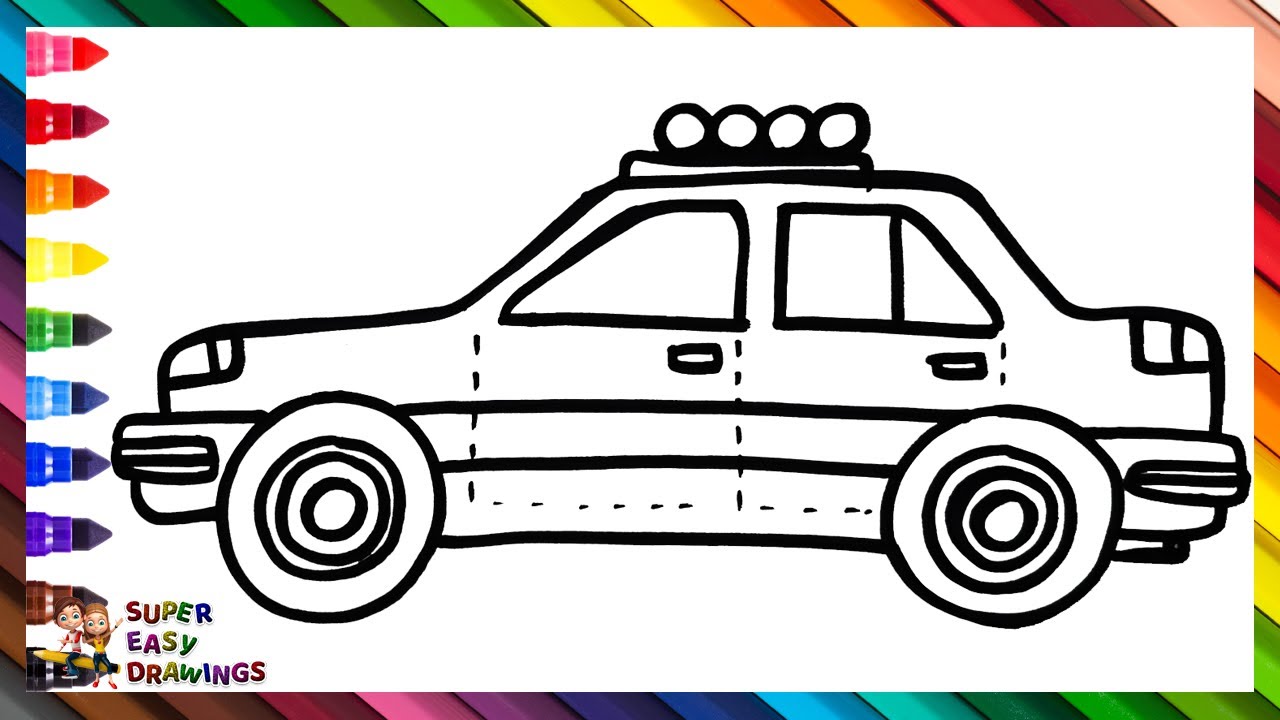 Draw and Color a Police Car 🚓👮🚔🚨 Drawings for Kids