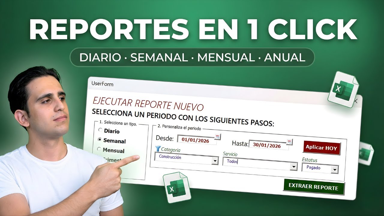 Este Excel hace reportes DIARIOS, SEMANALES, MENSUALES y ANUALES en AUTOM&Aacute;TICO.
