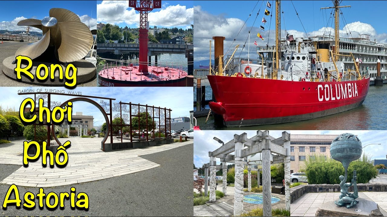 Rong Chơi Phố Astoria-Garden Of Surging Waves-Downtown Astoria-Astoria Coast Guard City-Vlog 297