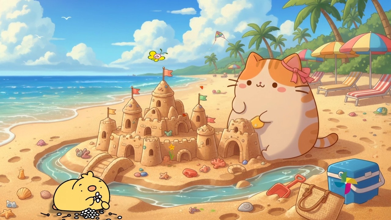 Mochi’s Peaceful Beach Day 🐱 Soft Lofi Music for Focus, Relaxation & Sunny Vibes 🌴🎶