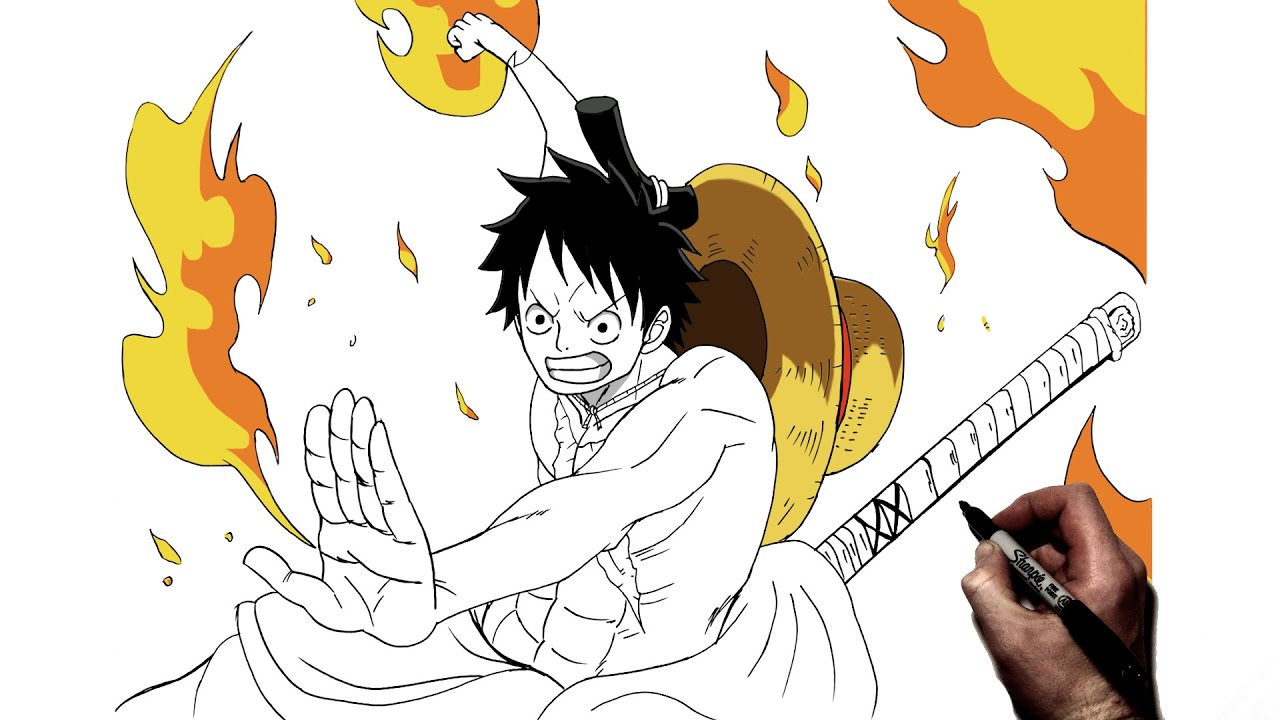 How To Draw Luffy (Red Hawk) | Step By Step | One Piece