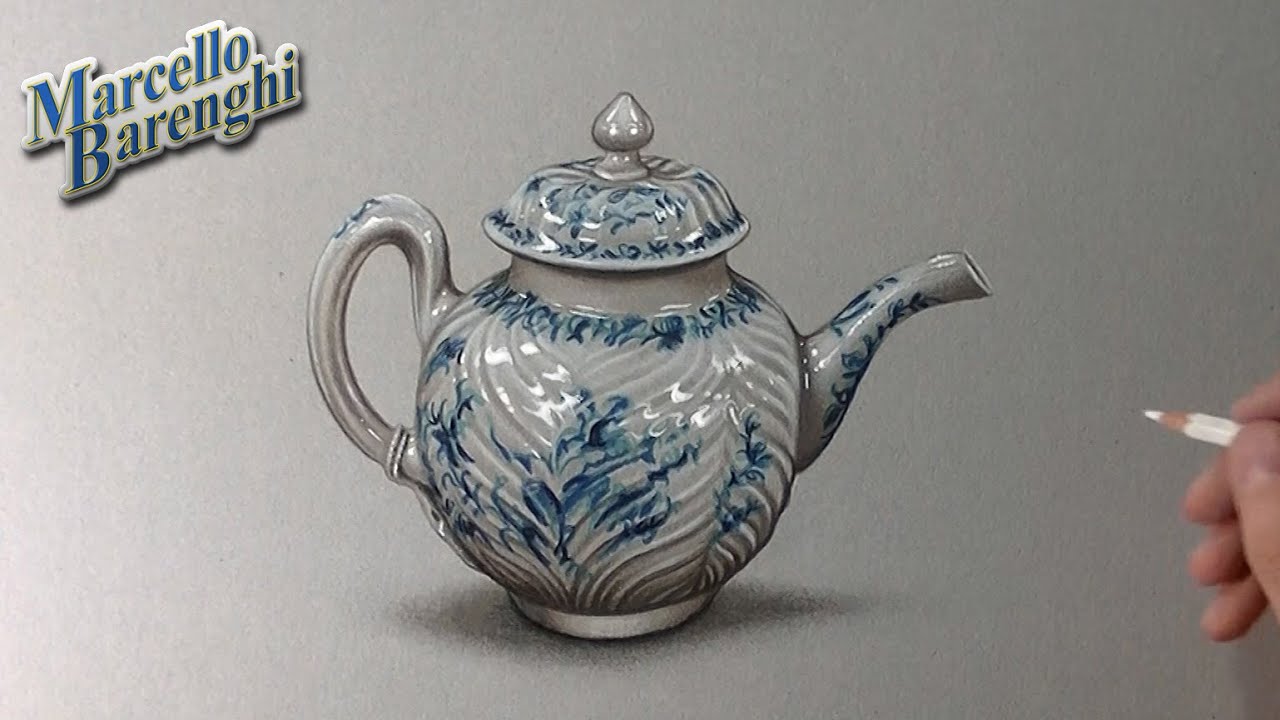How to draw a porcelain teapot