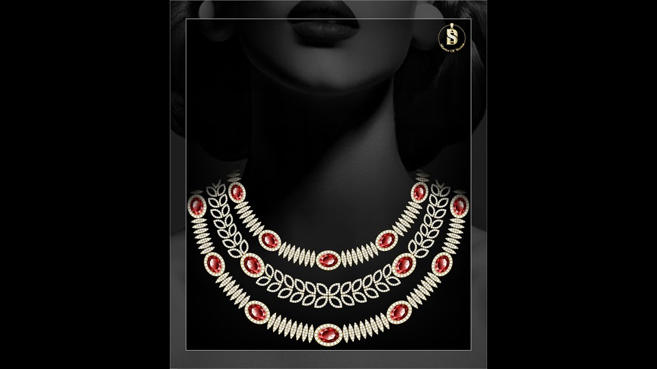 Beautiful Ruby & Diamond Necklace || Corel Draw Jewellery