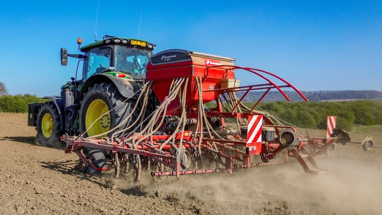 John Deere 6195R with Kverneland ts drill & John Deere 7930 rolling