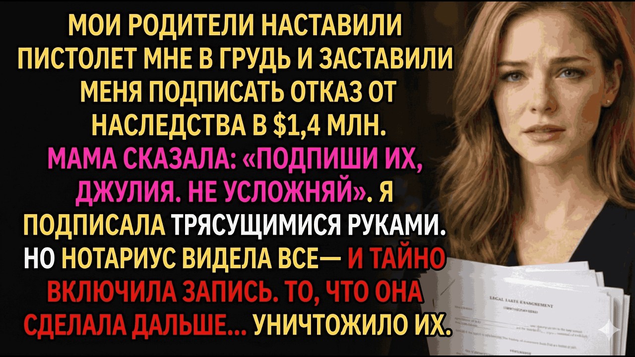 Родители заставили отдать наследство под угрозой... нотариус их уничтожил