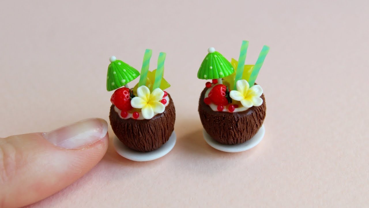 Miniature summer cocktail (scale of 1:12).Tutorial. DIY. Миниатюрный коктейль
