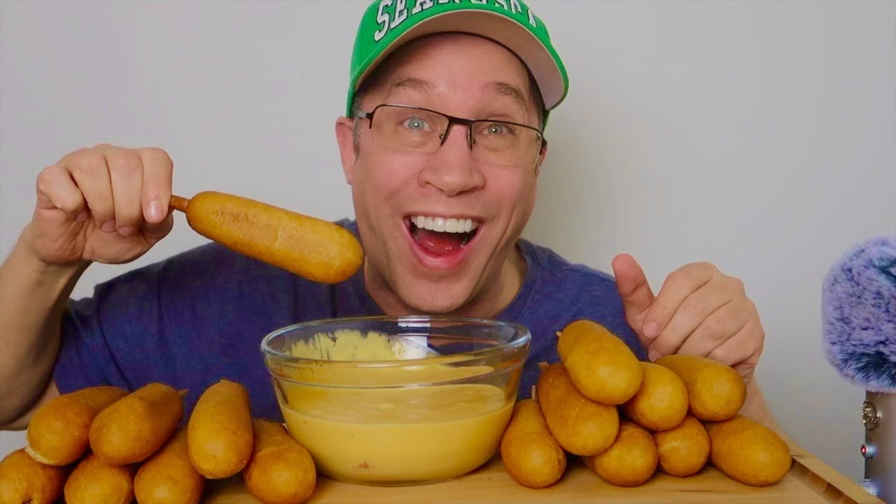 ASMR • Cheesy • Corn • Dogs • Mukbang |  Eating Show !